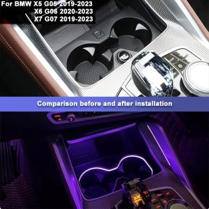 bmw x5m/x6/x6m/x7 cup holder with ambient light installation effect
