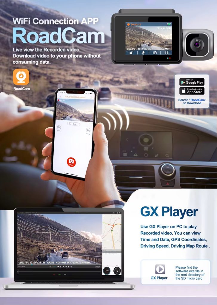 3ch wifi dash cam 4k+1k+1k