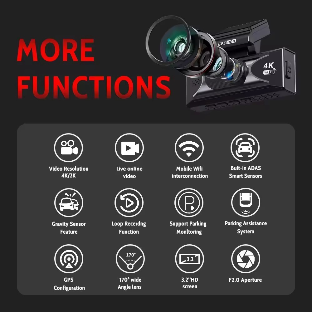 2ch dash cam 4k front+2k rear c17