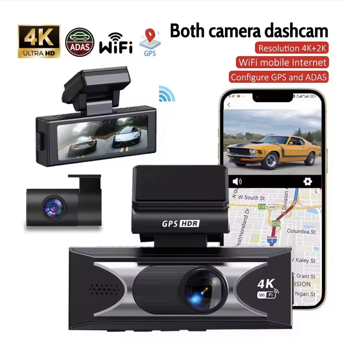 2ch dash cam 4k +2k 2ch dash cam 4k front+2k rear c17