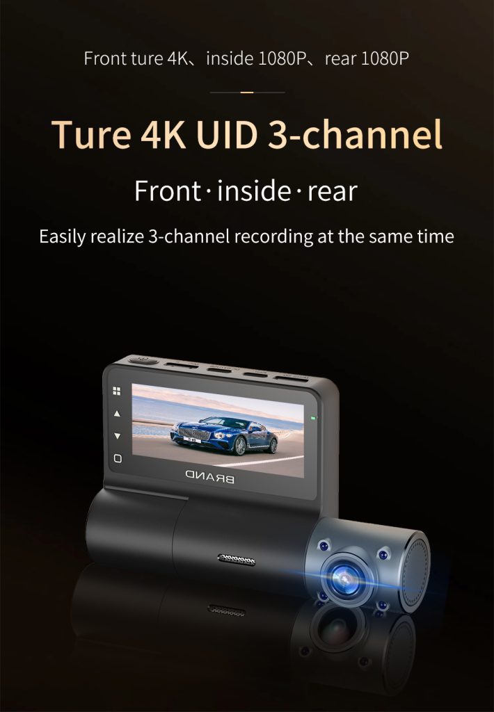 3ch dash cam 4k+1080p+2k with sony starvis senso t850sh