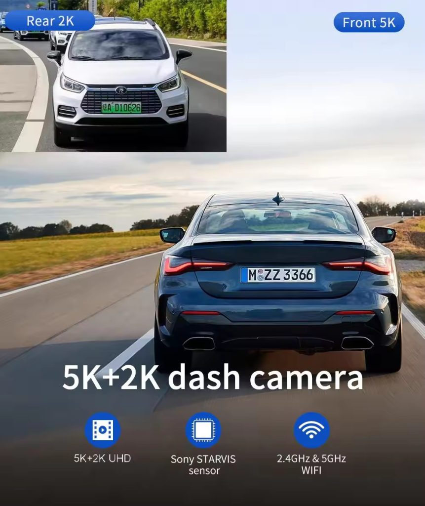 2Ch Dash Cam 5K Front + 2K Rear T850 2ch wifi dash cam 5k front + 2k rear t850